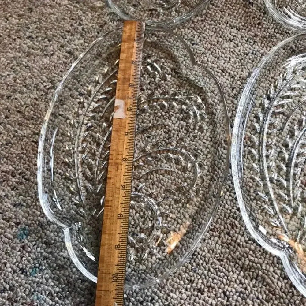 4 Pieces Set of Cut  Crystal Glass Plates